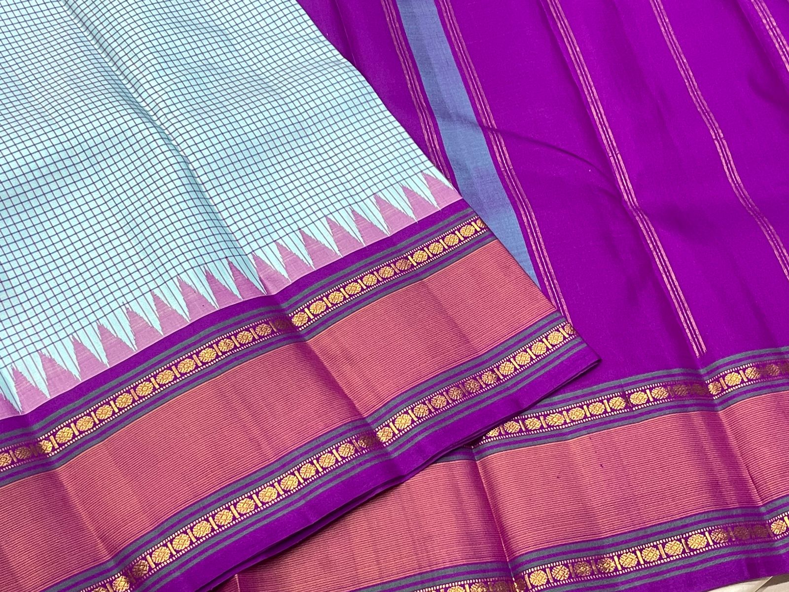 Pure Kanchipuram Handloom with Zari Korvai Checks  Bridal Silk Sarees